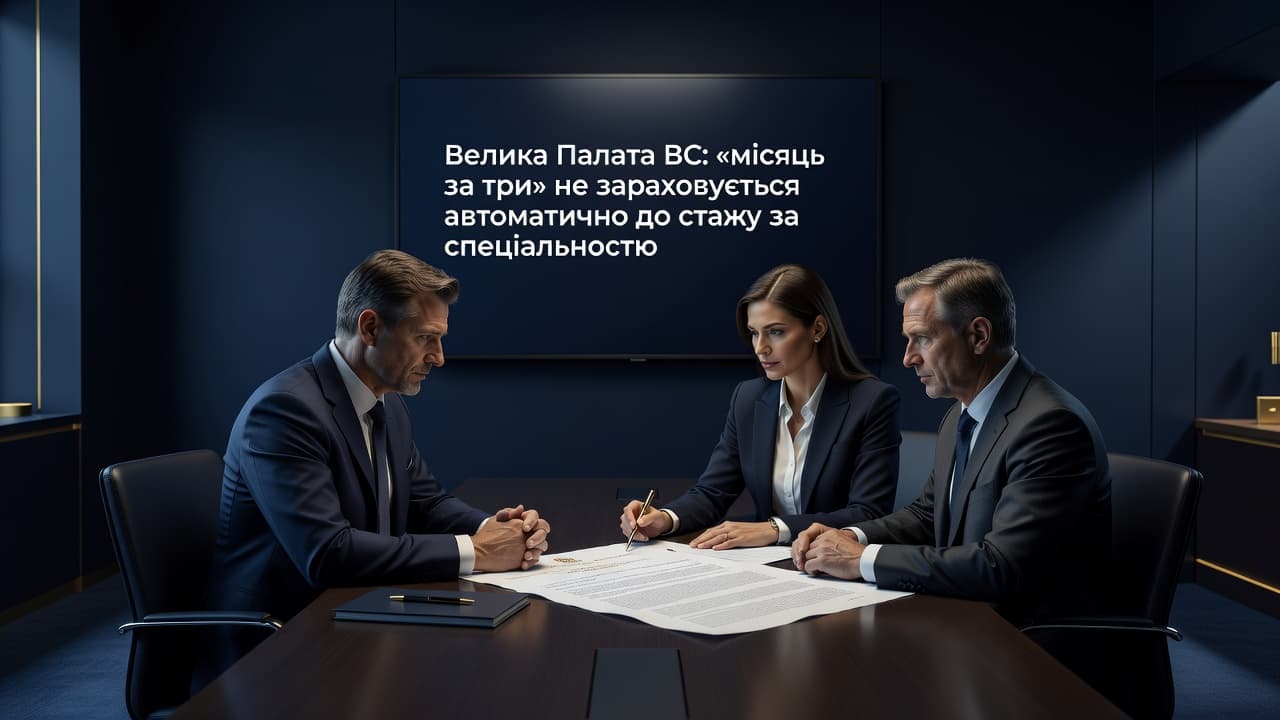 Велика Палата ВС: «місяць за три» не зараховується автоматично до стажу за спеціальністю