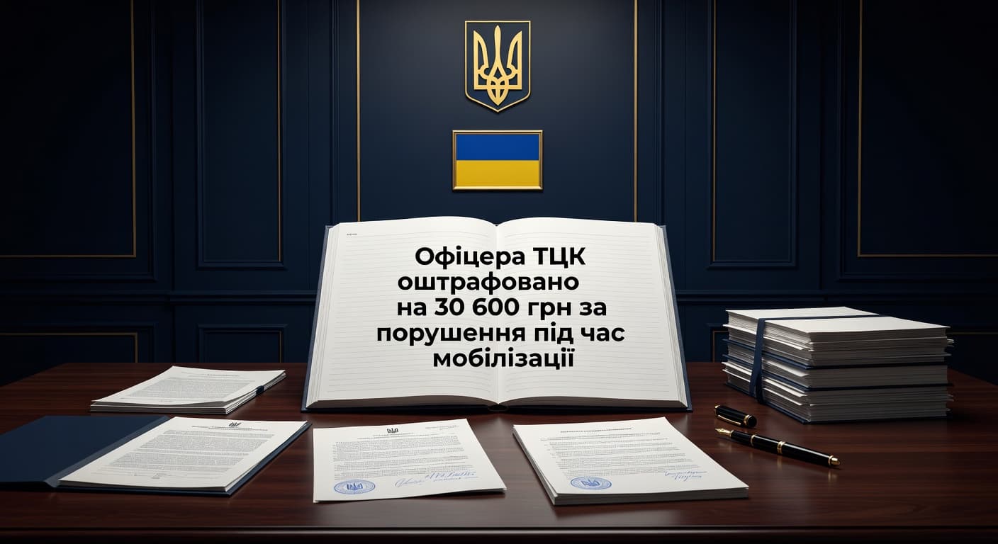Офіцера ТЦК оштрафовано на 30 600 грн за порушення під час мобілізації