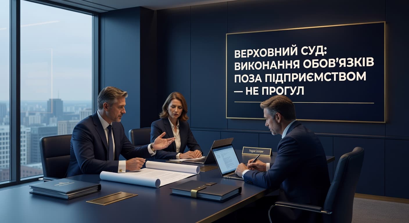 Верховний Суд: виконання обов'язків поза підприємством — не прогул
