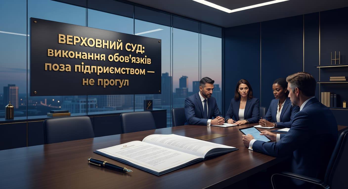 Верховний Суд: виконання обов'язків поза підприємством — не прогул